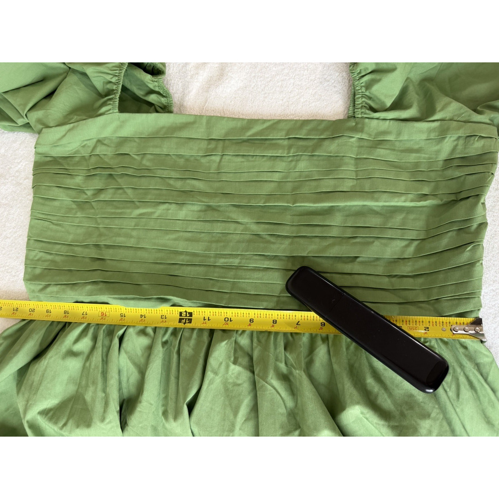 NWOT Abercrombie & Fitch Midi Dress Emerson tiered Puff Sleeves Green size XXL - Picture 4 of 10